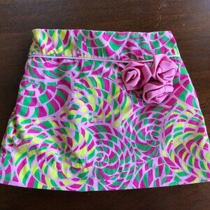 LILLY PULITZER Elastic Waist Skirt Lined Pink Green Geo Print Size 3